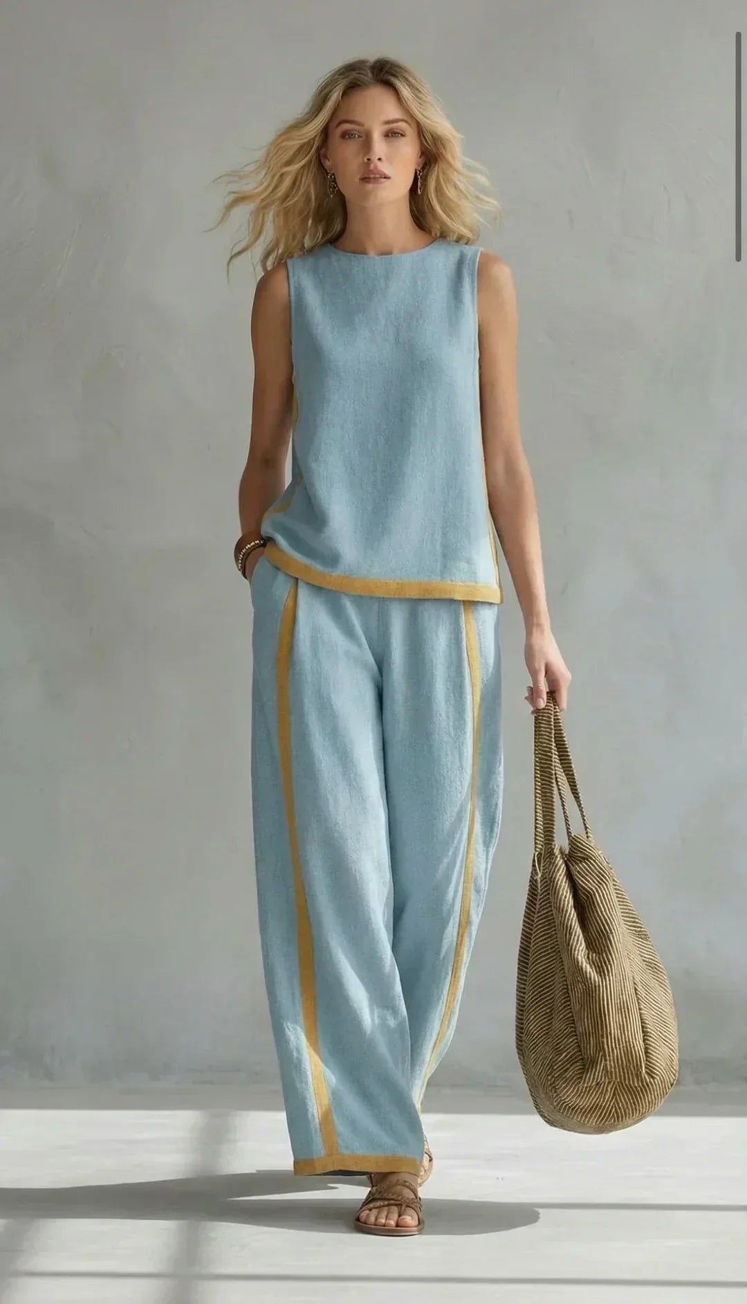Ursula – Completo gilet e pantaloni chic e casual con finiture bicolori