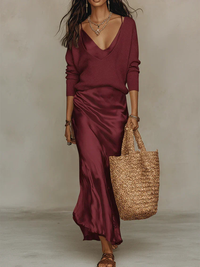 Anaïs – Abito midi satinato elegante