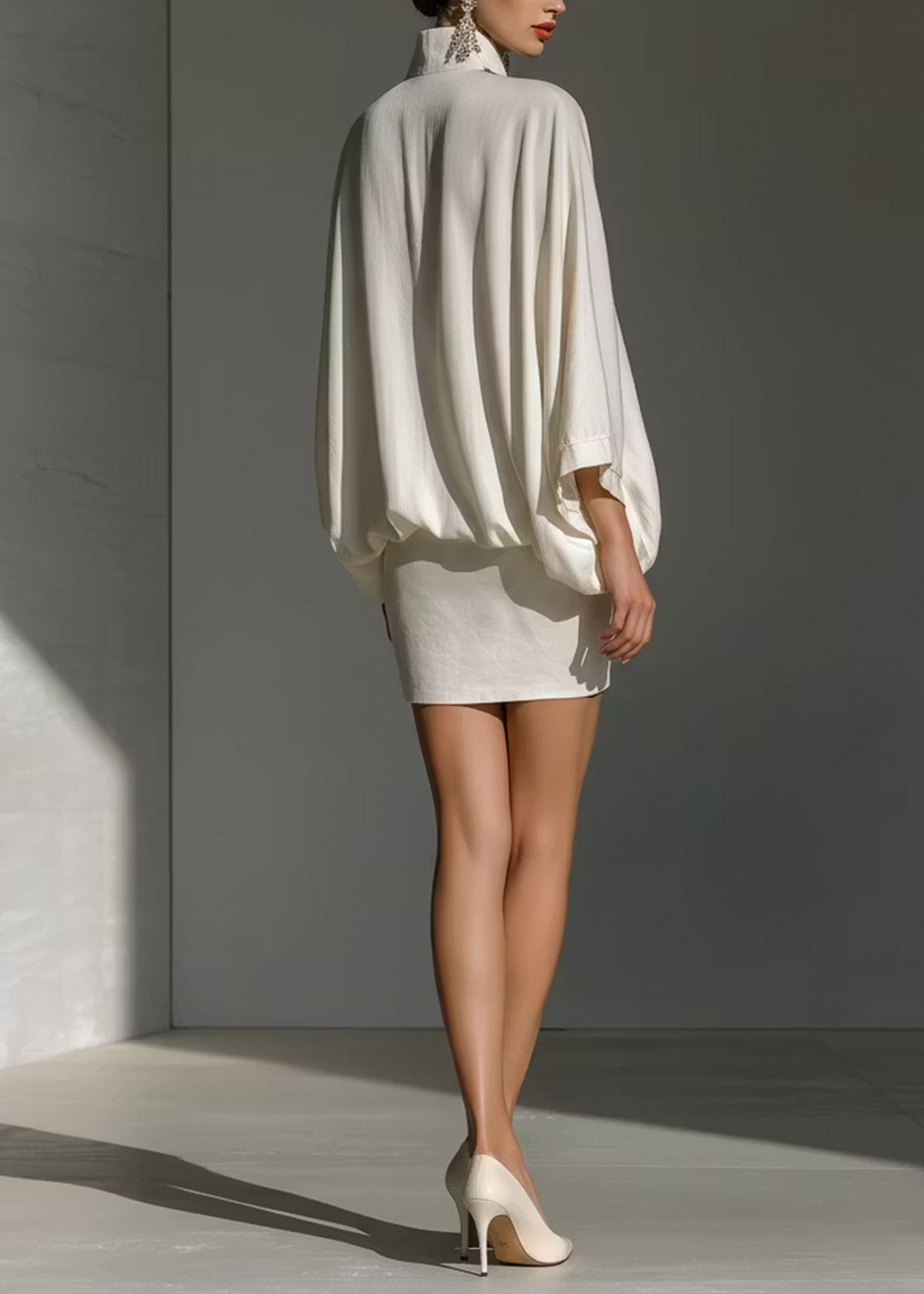 Set di Mini Gonna Elegante A V Collo Bianco