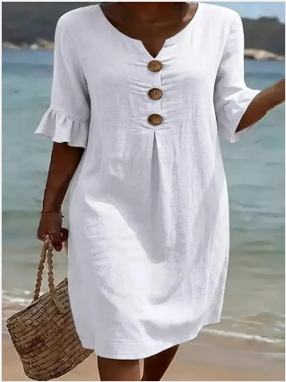 Vanesa™ | Vestido Texturizado con mangas armonadas y botones