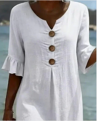 Vanesa™ | Vestido Texturizado con mangas armonadas y botones