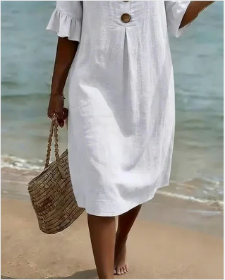 Vanesa™ | Vestido Texturizado con mangas armonadas y botones
