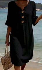 Vanesa™ | Vestido Texturizado con mangas armonadas y botones