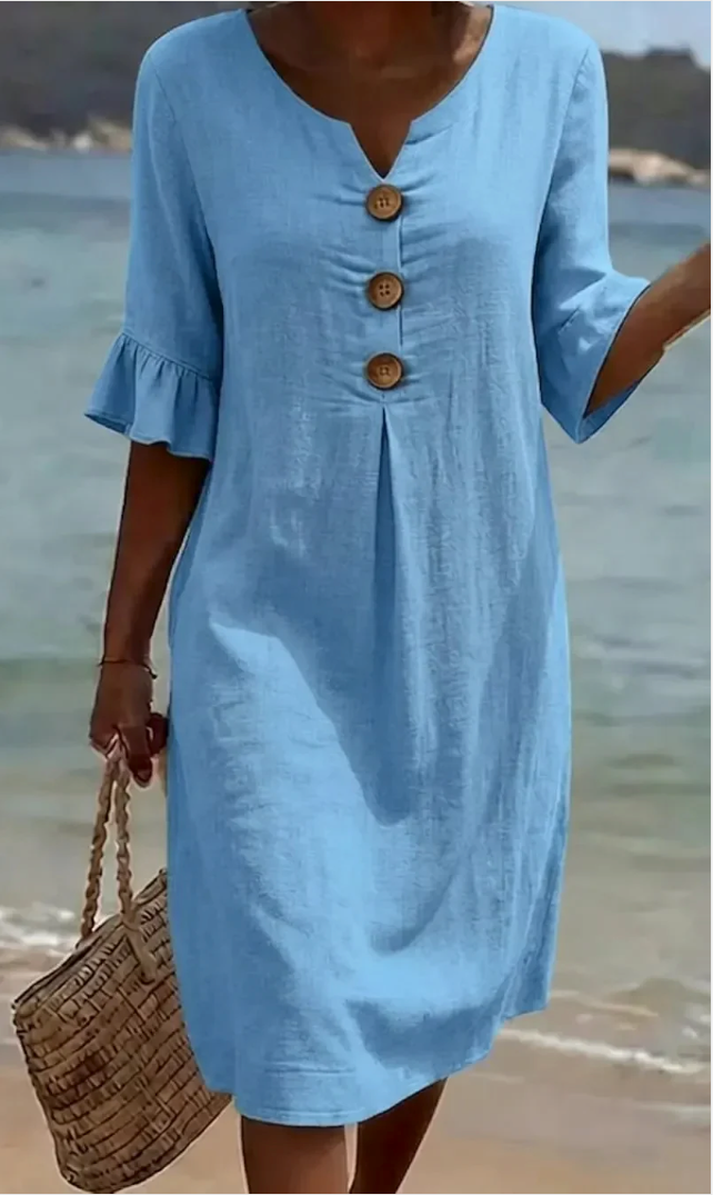 Vanesa™ | Vestido Texturizado con mangas armonadas y botones