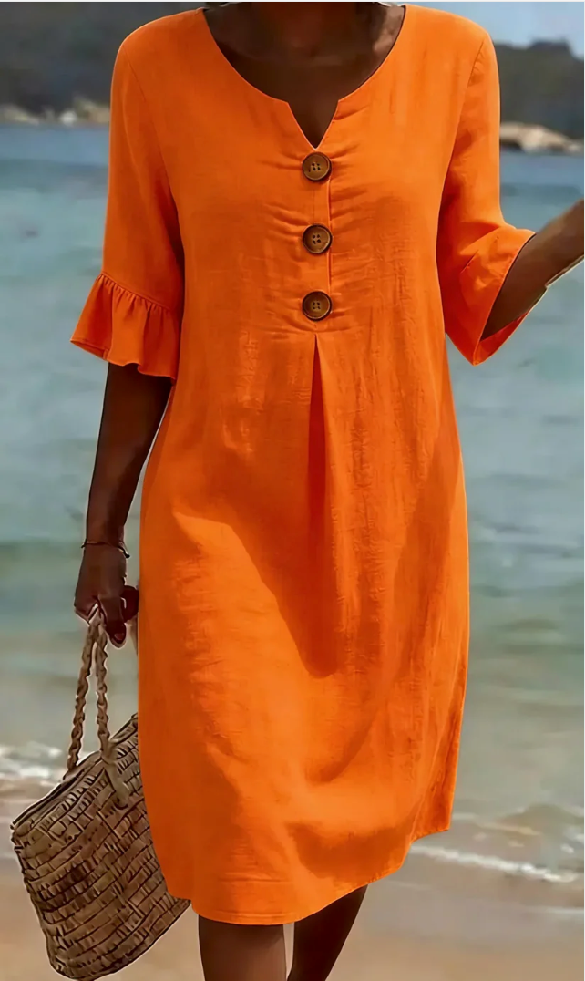 Vanesa™ | Vestido Texturizado con mangas armonadas y botones