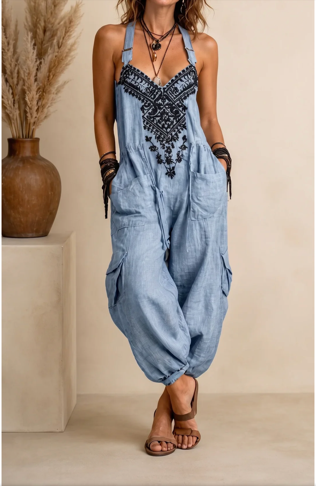 EMMA | MONO BOHO CON BOLSILLOS DE PARCHE