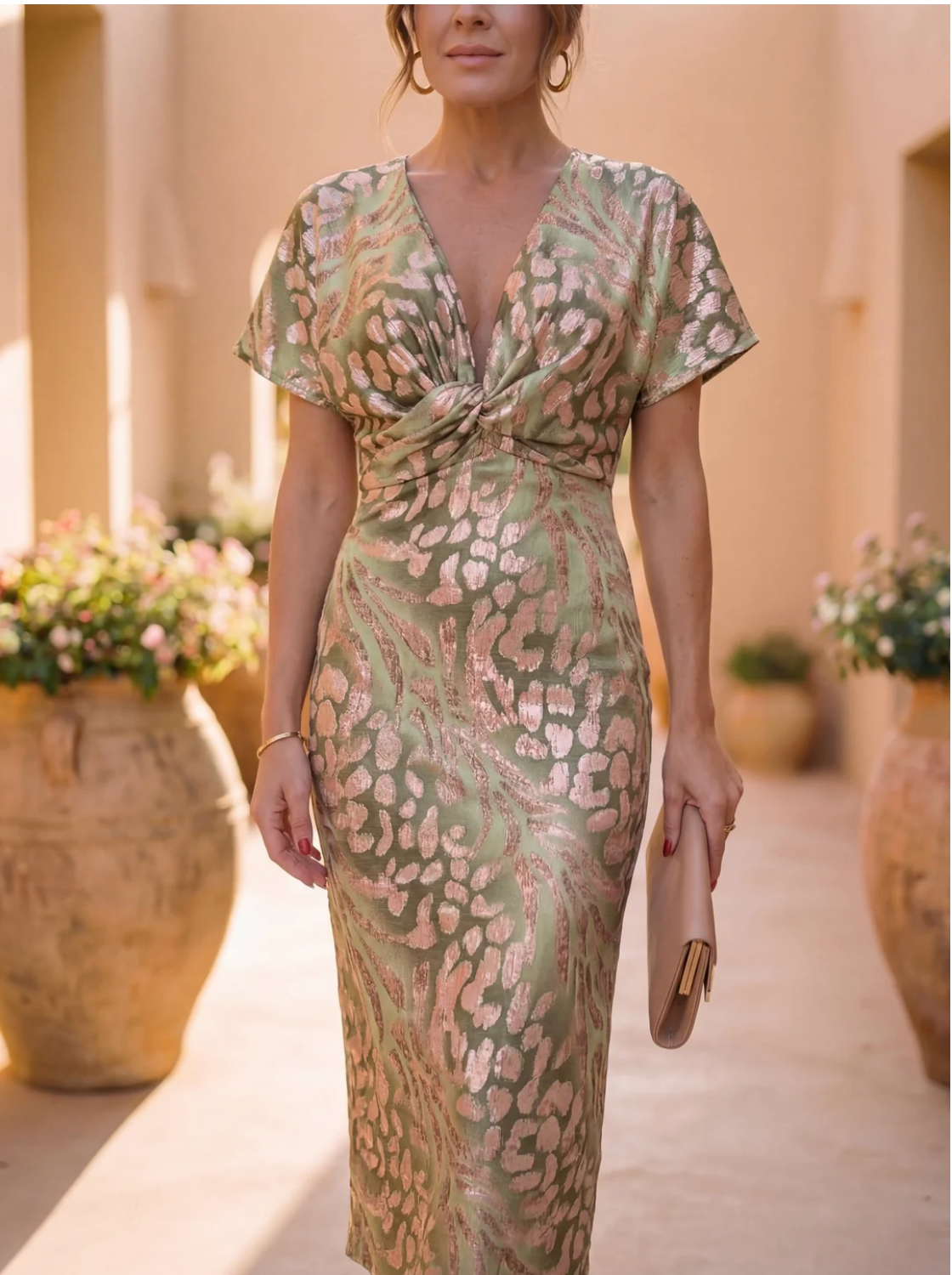 Vestido midi color cobre | Vestido de verano para mujer