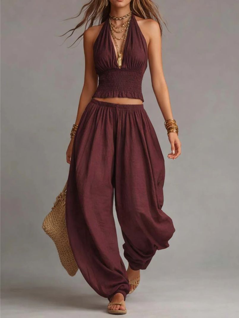 Moretti™ | Set boho con pantaloni harem dal fascino naturale