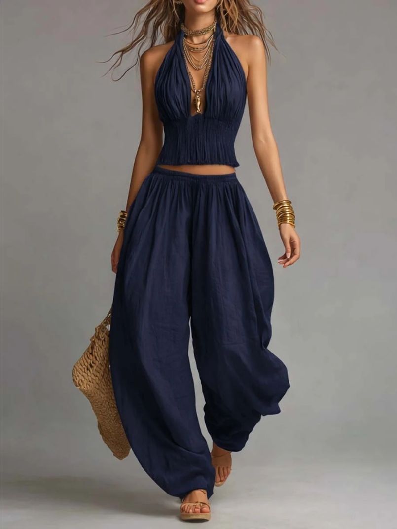 Moretti™ | Set boho con pantaloni harem dal fascino naturale