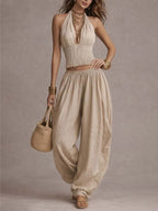 Moretti™ | Set boho con pantaloni harem dal fascino naturale