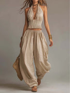 Moretti™ | Set boho con pantaloni harem dal fascino naturale
