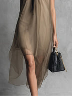 Moretti ™ | Abito in chiffon con fiocco al collo