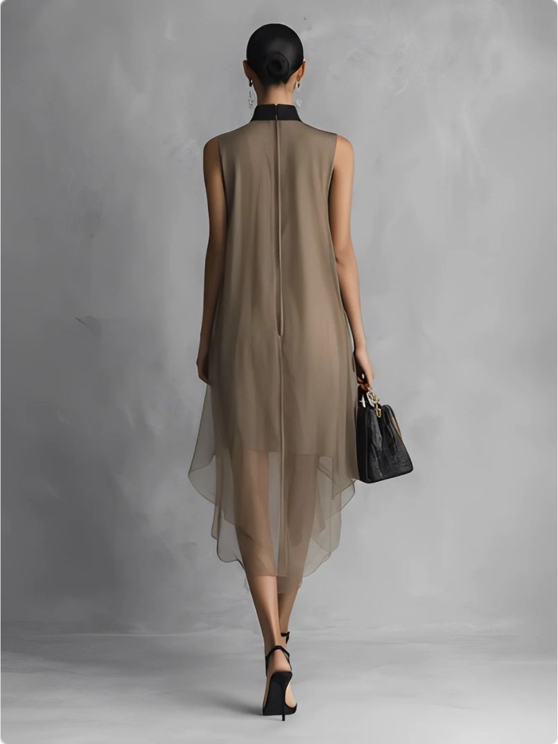 Moretti ™ | Abito in chiffon con fiocco al collo