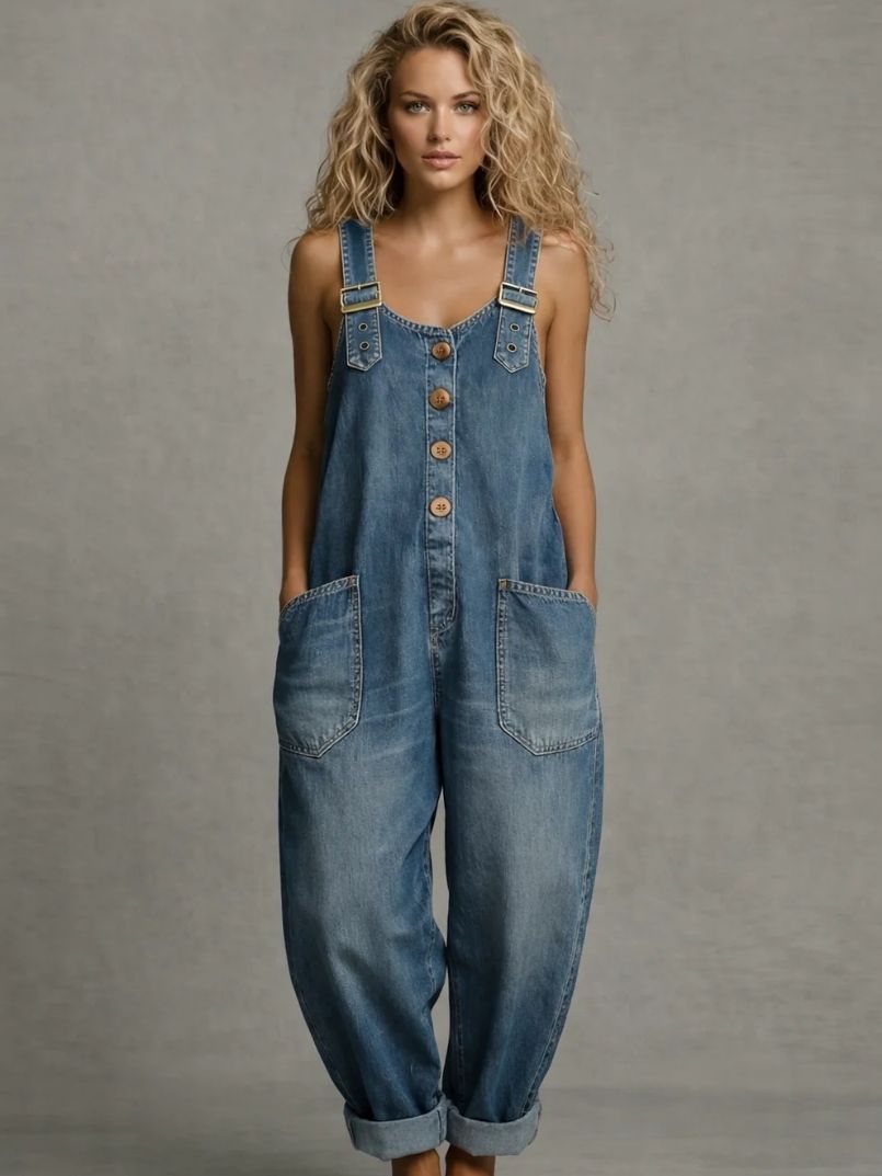 Moretti™ | Tuta in Denim Elegante con Tasche