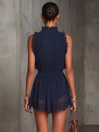 Moretti™ | Tuta in chiffon plissettato con volant