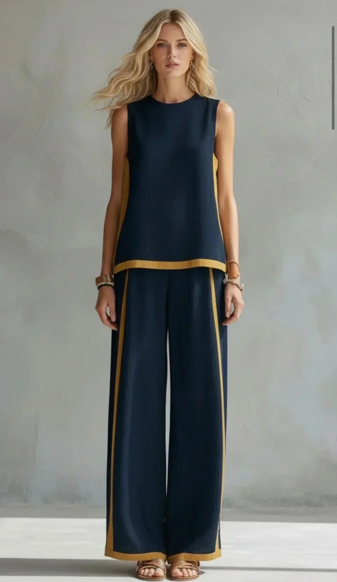 Ursula – Completo gilet e pantaloni chic e casual con finiture bicolori