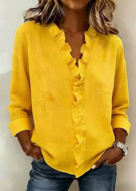 Beatriz - Blusa Fruncida con Escote en V
