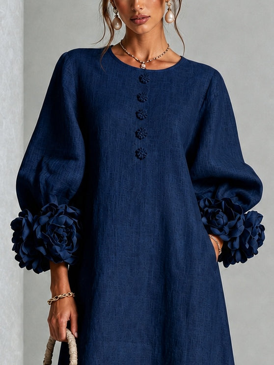 Marina | Minivestido de mezcla de lino con puños