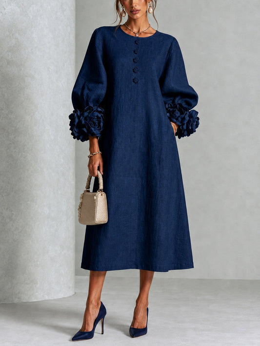 Marina | Minivestido de mezcla de lino con puños