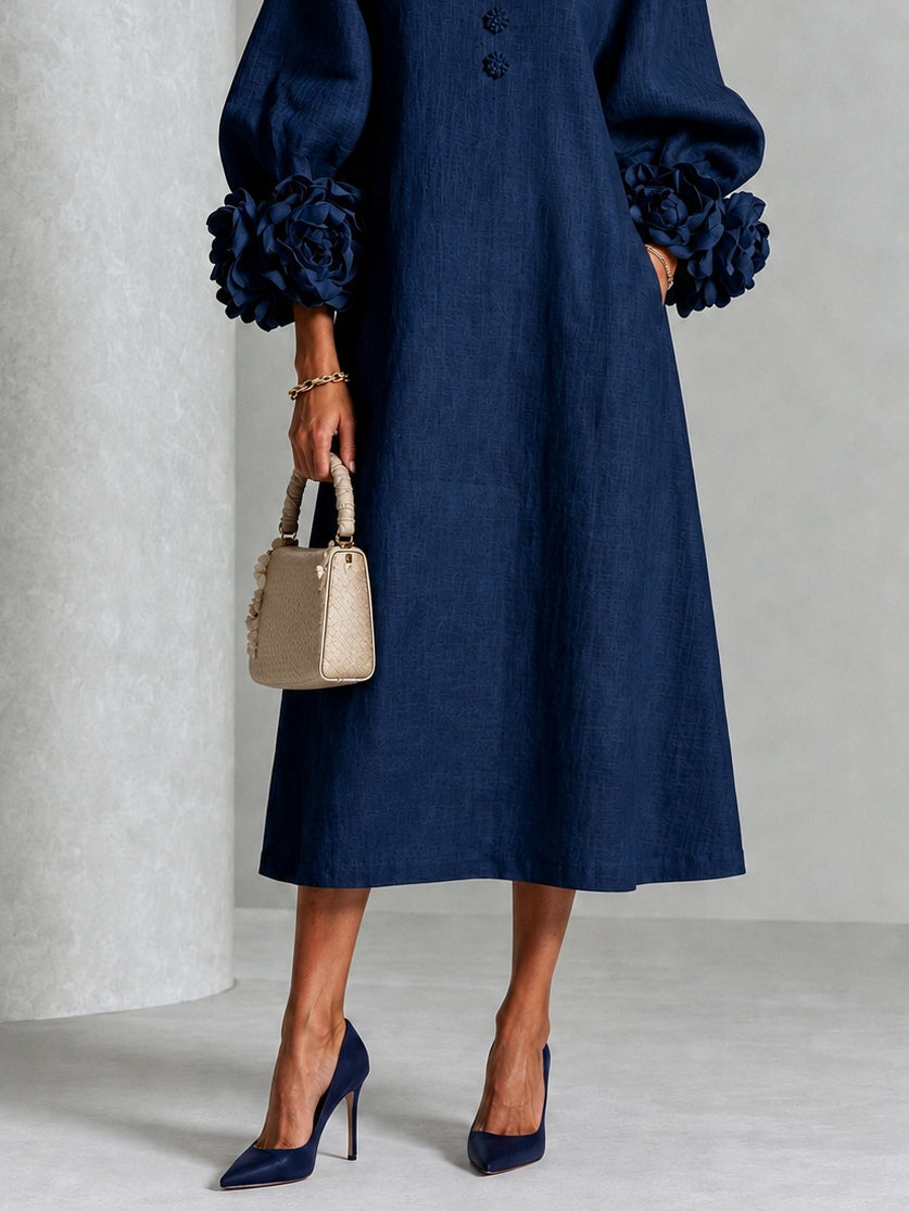 Marina | Minivestido de mezcla de lino con puños