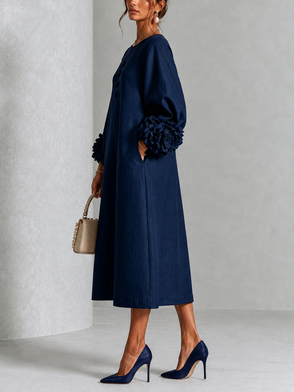 Marina | Minivestido de mezcla de lino con puños