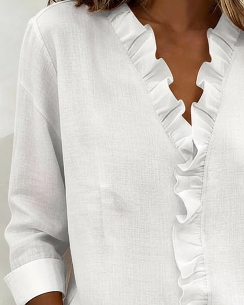 Beatriz - Blusa Fruncida con Escote en V